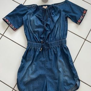 •Demin Tight Waist Romper•